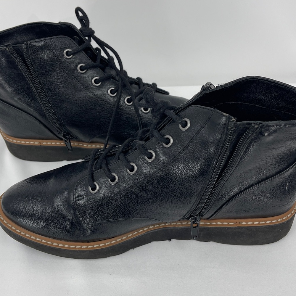 NATURALIZER WOMENS Black Leather Boots SIZE 9.5 SIDE ZIPPER - Picture 3 of 9